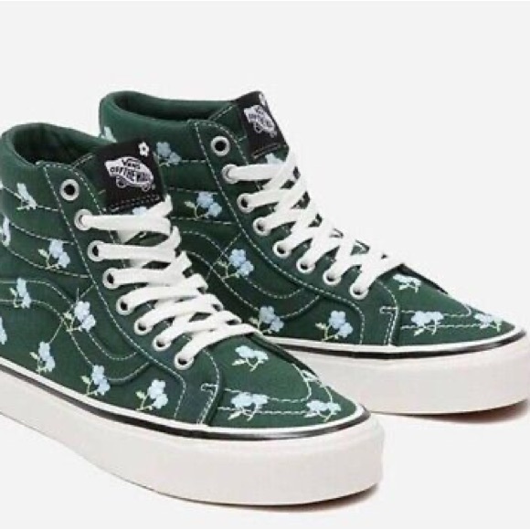 Vans Sandy Liang dark green floral high tops NWT 7/8.5 - Picture 1 of 5